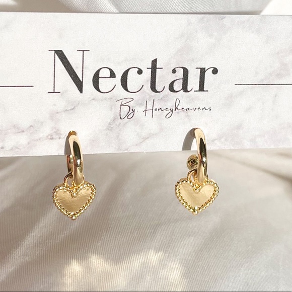 18k Gold filled Heart Earring Huggies - Picture 2 of 5